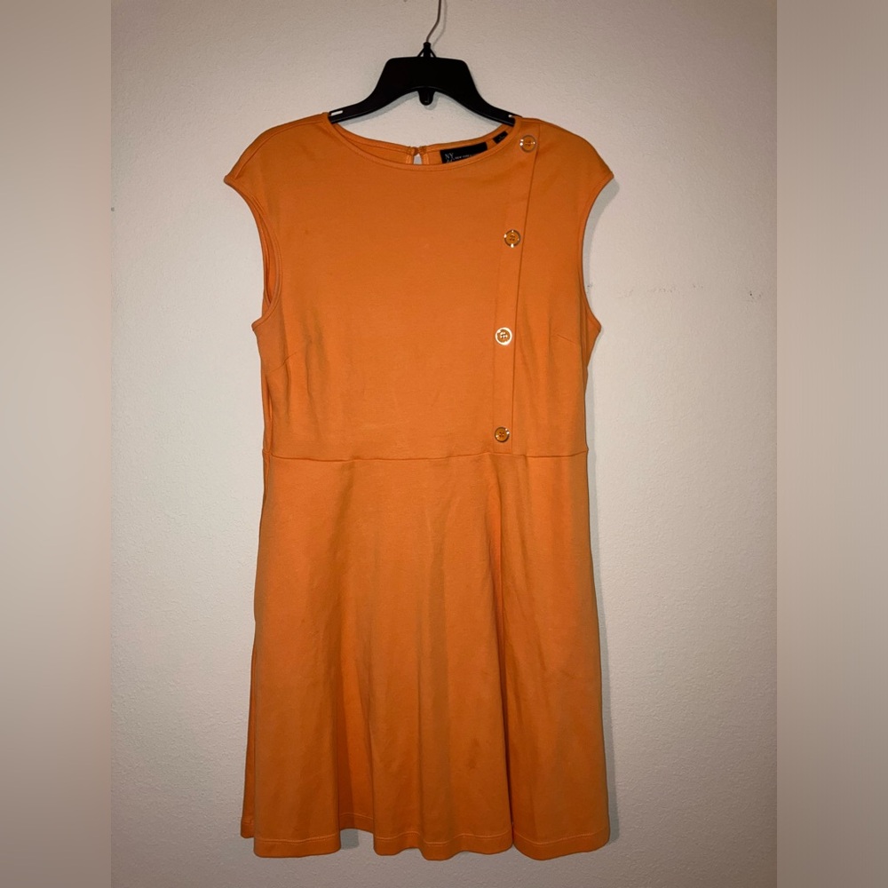 New York & Company Dress Women’s Petite Large Orange With Pockets